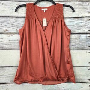 Maurices Rust Sleeveless Wrap Front Blouse Large NWT